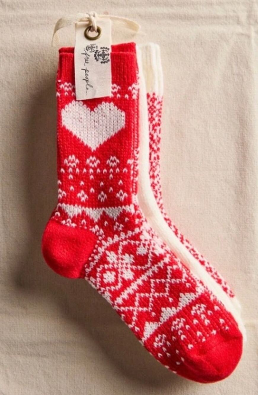 NWT Free People Nordic Knit Sock Bundle | Red/White | OS